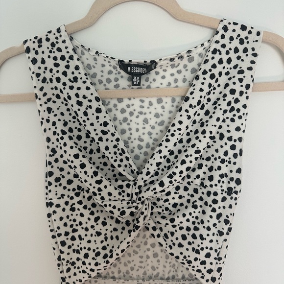 Misguided White Dalmatian Twist Front Dress - Picture 7 of 8
